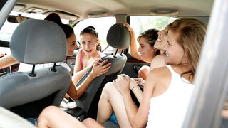 A group of slutty friends getting together for a trip