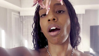 Black girl with a perfect body fucks a lame white dude