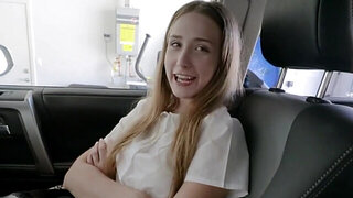 Skinny blonde nymph gives up her holes throughout the day