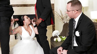 Wedding turns into crazy interracial threesome