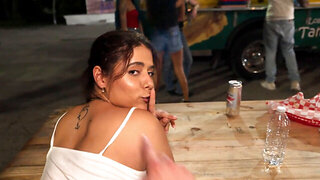 Sexy Brunette Gets Fucked In Public On A Picnic Table