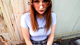 Adorable girl teases with her skirt before getting gaped