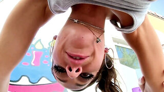 The brunette is an expert in cock sucking and ass licking