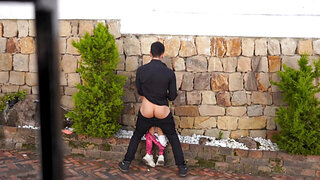 The waiter and the Latina sneak out for some raw sex