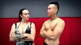 Male fighter realizes he's no match for the woman he's up against