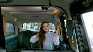 Taxi cab fuck with a good-looking brunette Olivia Zlota