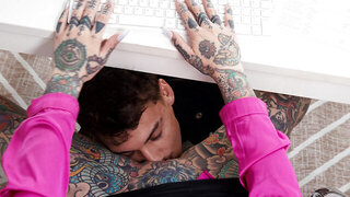 Tattooed Slut In The Office Fucks The Employee On The Desk