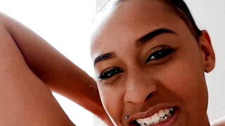 Exotic babe Jazzy Jamison looks cute sucking a fat dick