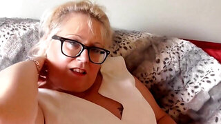 Naughty blonde grandma is still a horny deranged whore