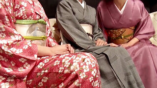 Maki Hojo brings her friends for a wild kimono fuck