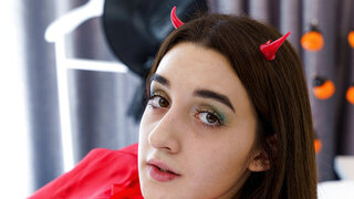 Seductive little witch squirts on smashing clitoris after party