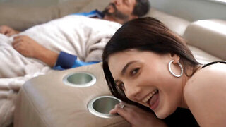 Sophie Tyler fucking a guy while people in her house eat dinner