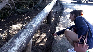 Vacationing hottie playing with her clit during HARD sex