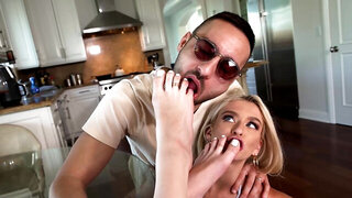 Foot worship from Emma Rosie leads to FFM hot sex