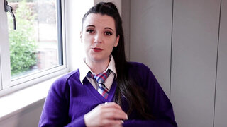 The sexy chick Amber Ivy removes her uniform for you