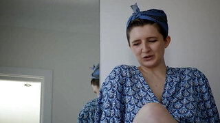 Chubby lezzies scissor and throb each other's cunts.