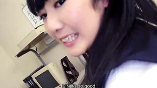 Office gal with a trimmed cunt fucks her colleague