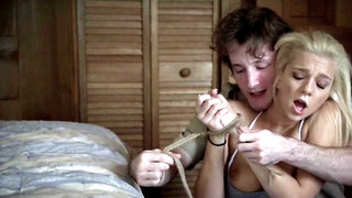 Creepy ranger drags bimbo blonde into unstoppable copulation