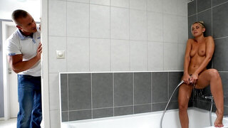 Lola Blond pulls Alex Steel's jeans down and takes cock inside