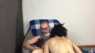 Expressive amateur MILF dominated by a creepy guy