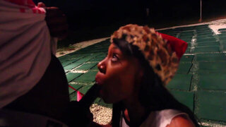 Thick ebony spins the cock in crazy manners until the last drops