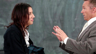 Schoolgirl Sophia Grace fucks her teacher and makes him cum