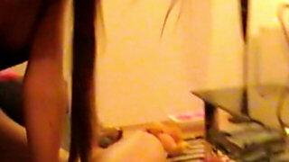 My hot girlfriend cooking dinner