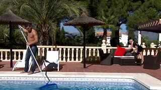 Blondie with a body gets fucked by that kinky poolboy