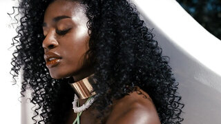 Amazing black girl Nicole Kitt masturbates outdoors