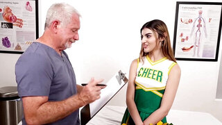 Cheerleader Julia James has sex with an old doctor
