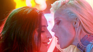 Strippers with great figures licking after the show