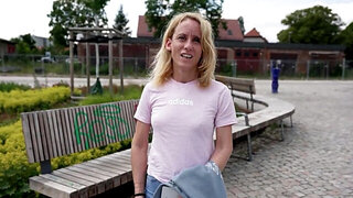 Blond-haired chick is going to rub her slit and get off