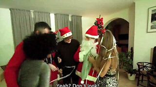 Sneaking away to get fucked by Santa's sexy cock