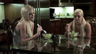 The big bloke has two lovely babes at his full disposal