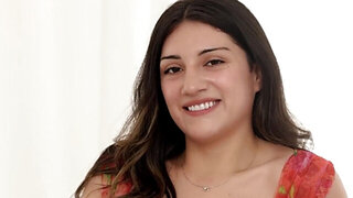 Adorable brunette Latina pulled by the hair and GAPED
