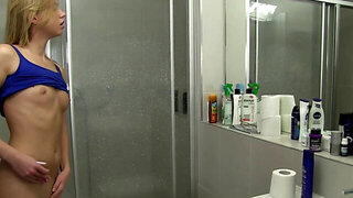 Blonde girl with a perfect pussy is feeling kinda horny