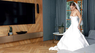 Flashy brunette likes to massage nipples and tight pussy