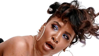 Ebony girl is going to take long cock inside her throat