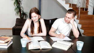 Attractive brunette wants hard sex with fat cock after school