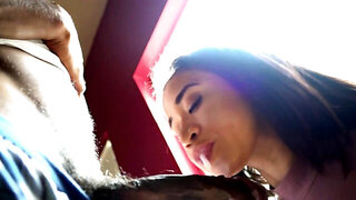 Exotic hot teen sucks boyfriends long dick after school