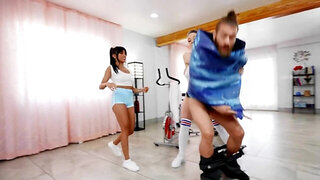Bearded perv dragged into threeway with wife and Asian trainer