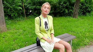 Skinny MILF with big tits uses dildo when masturbating