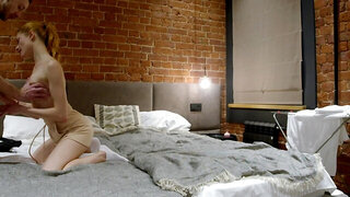 A hidden cam films a juicy blonde giurl fucking in the bedroom