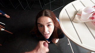 Exotic waitress sucks and fucks customer buddy long dick in bar