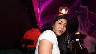 Asiasn girl with a fat ass having public sex with a BBC