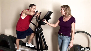 Big breasted mature Jade Jamison rides young dick