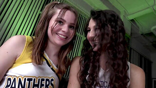 Cheerleaders Liz Jordan and Arianna Jade get banged rough