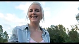 spectacular blonde get outdoor bukkake
