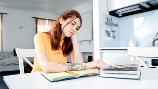 Hot Student With Her Friend Fucks In The Kitchen On A Study Break