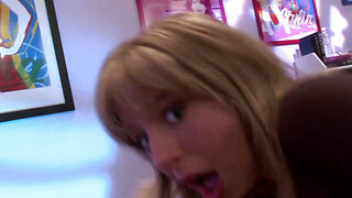 Hot blonde woman Chastity Lynn working hard to get the cumshor